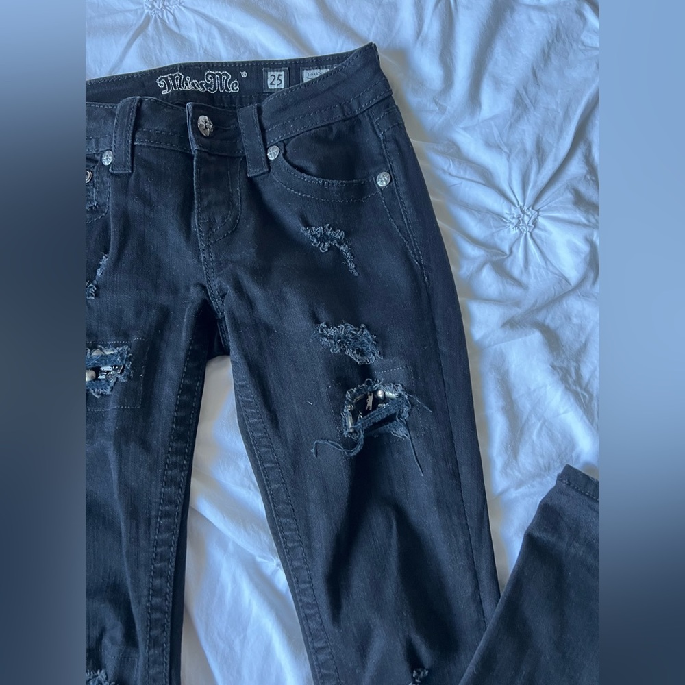 Vintage Miss Me Mid-rise Distressed Sequin Skinny Jeans